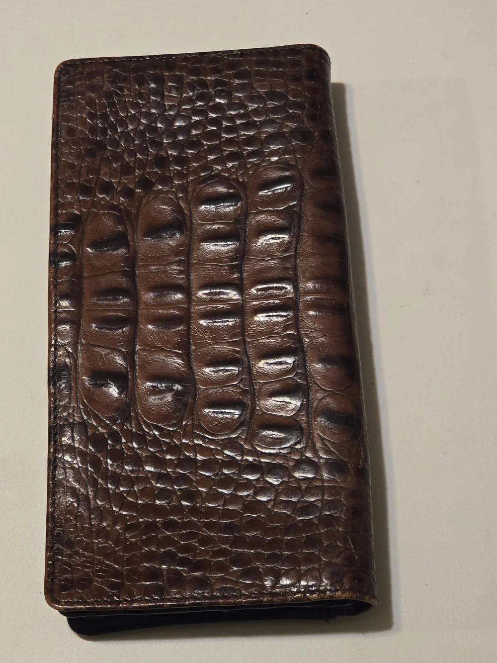 Vtg  Brahmin Black Leather Checkbook Wallet With Sail Logo, Multiple Slots